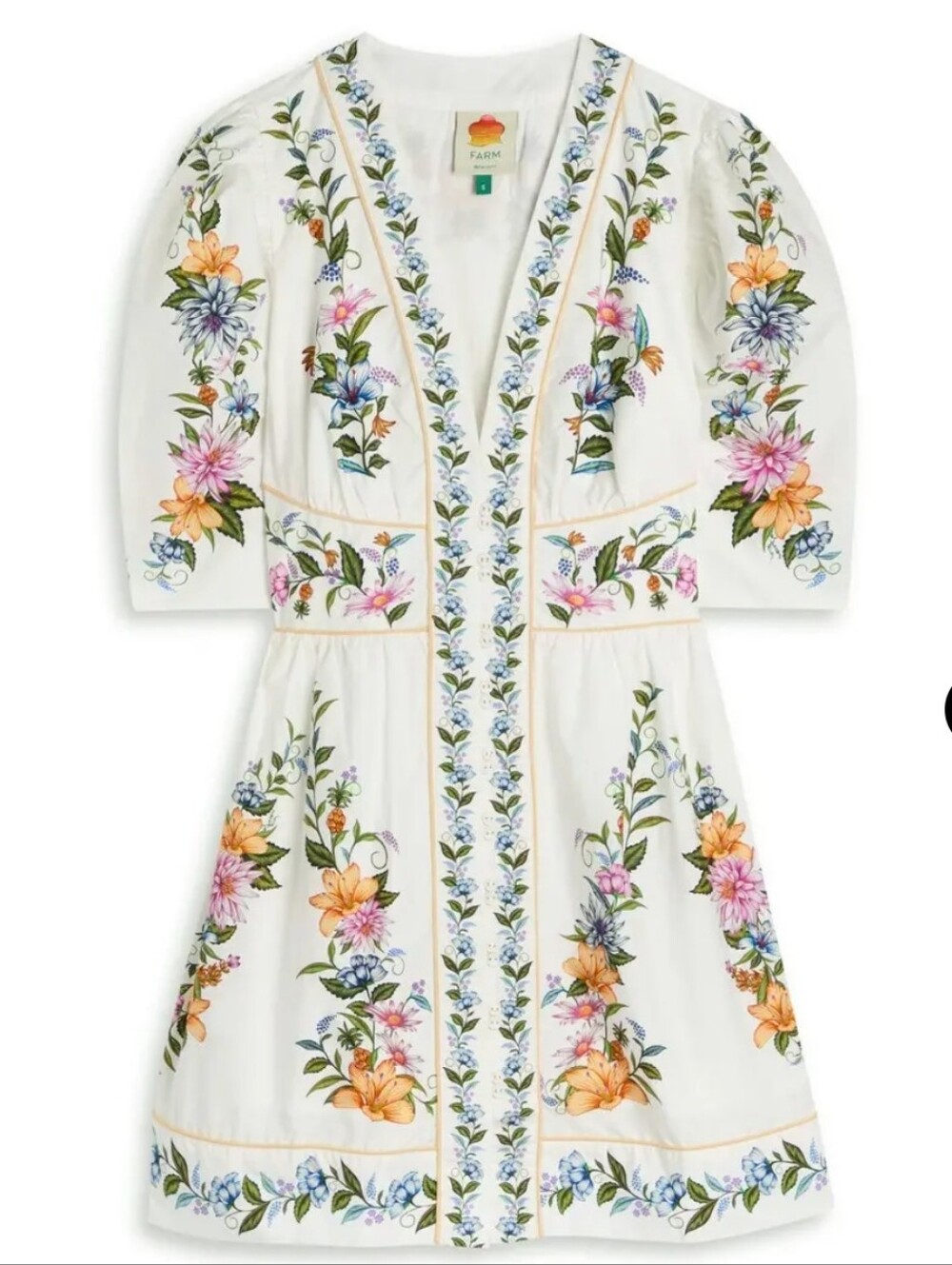 FARM Rio Sweet bloom Dreamscape White Mini Dress with Multicolor Floral Print XL - Picture 5 of 16